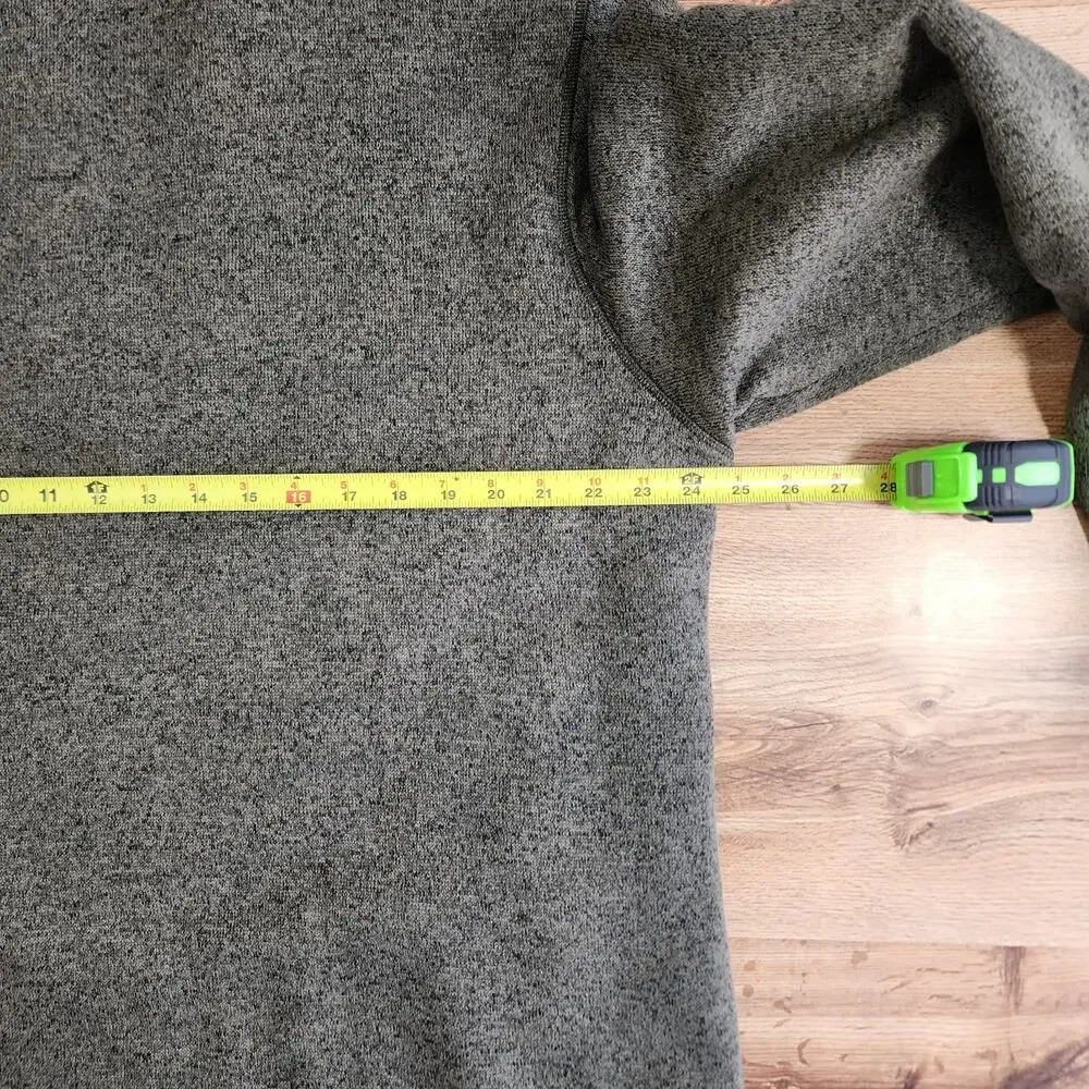 Orvis Sweater Mens‎ L Green/Gray Quarter Zip Sherpa Fleece Lined Knit Pullover